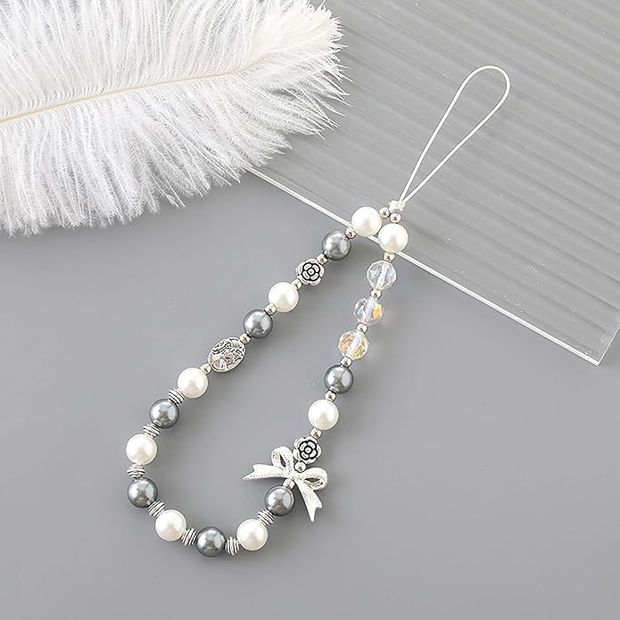 Beaded Phone Charm Lanyard Strap Girly Style Fixed Beads Pearl Lanyards