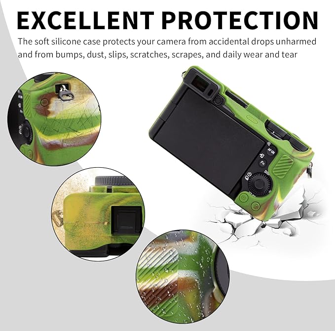 Easy Hood Camera Case for Sony Alpha 6700, Soft Silicone Protective Cover a6700 DSLR Camera Anti-Scratch Slim Fit Body Skin Protector Housing Sleeve for Sony A6700 Mirrorless Camera Camo