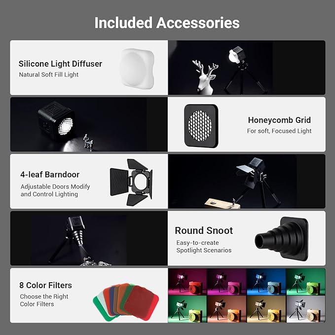 SmallRig RM01 Mini LED Video Light Waterproof Portable Lighting Kit with 8 Color Filters, Dimmable Fill Photography Light 5600K CRI95, Lume Cube Camera Light for GoPro, for DJI Pocket 3, for DJI Nano