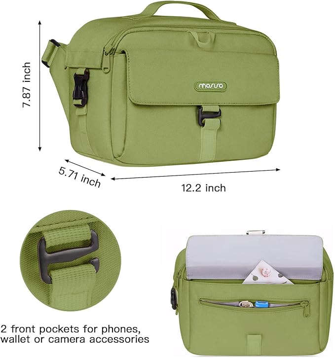 MOSISO Camera Shoulder Bag Case Crossbody Sling Purse, DSLR/SLR/Mirrorless Compact Padded Photography Handbag with Rain Cover Compatible with Canon/Nikon/Sony Cameras and Lenses, Army Green