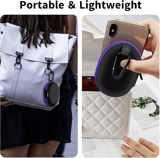 MOLOVA for Earbuds Carrying Case, Small Oval Storage Cases, Tech Pouch, Portable Storage Earbud Pouch Bag for Earbuds, in-Ear Headphones, Earphones, Headsets, Hearing Aids, USB Charging Cable, Purple