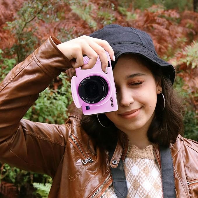Camera Case for Sony ZV-1, ZV1 Case Silicone Cover Camera Sleeve Body Skin Protective Case with Removable Lens Cap for Sony ZV1 Digital Camera,Light Pink