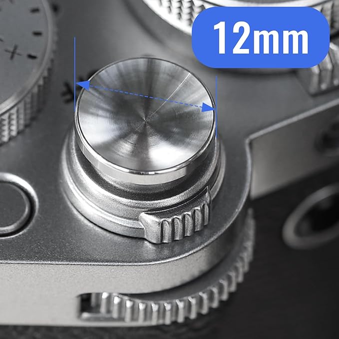 Haoge 12mm Metal Shutter Release Button for Fujifilm XT5 X-Pro3 XT50 GFX100RF XE5 Nikon Zf DF and Leica Q3 43 M10 M-11 Concave Surface Silver,New Version: Diameter 12mm