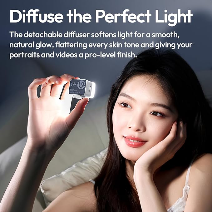 ULANZI DG01 Mini Cube Phone Light Portable LED Camera Light for DJI OSMO Pocket 3 Action Camera Sony zv-e 10 Canon r550,Support Magnetic Attraction & Type-C Charging for ULANZI JJ02 Tripod(White)
