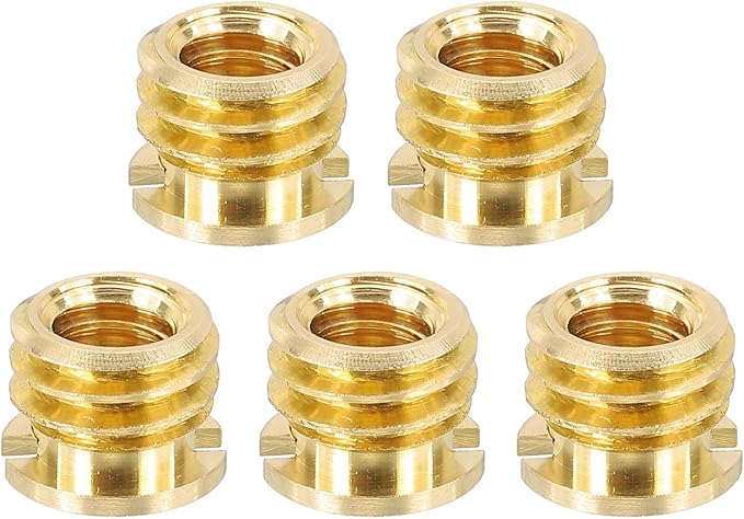 PATIKIL 1/4" Female to 3/8" Male Convert Screw Adapter, 5 Pcs Tripod Thread Adapter Mount for Camera Monopod Video DSLR SLR Mic Stand, Gold