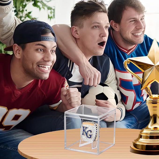 Championship Ring Display Case Clear Acrylic Ring Case Display Box for Sports Baseball Basketball Softball Football Single Ring Holder Coin Stand, 2.16 Inch