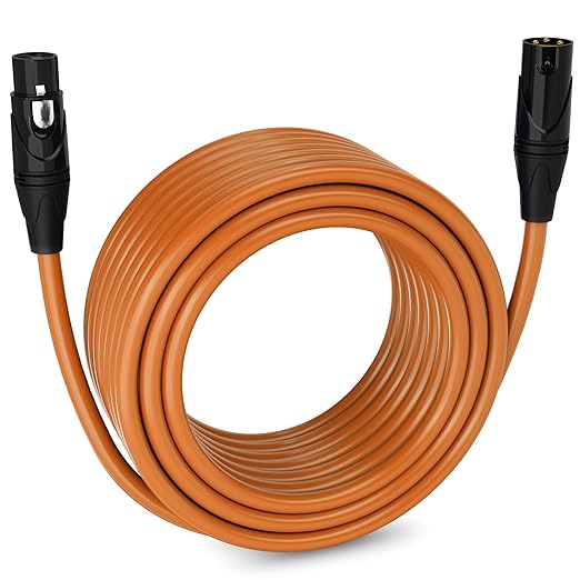 LyxPro 75 Feet XLR Microphone Cable Balanced Male to Female 3 Pin Mic Cord for Powered Speakers Audio Interface Professional Pro Audio Performance and Recording Devices - Orange