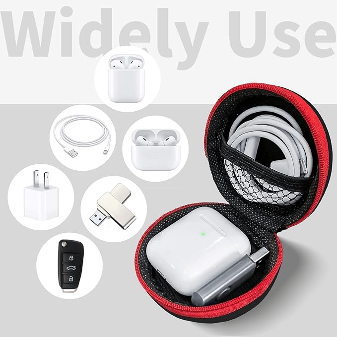 MOLOVA for Earphone Carry Case, 2-Pack Small Round Pocket Earbud Travel Carrying Case with Zipper for Smartphone Earphone, Wireless Headset, USB Cable, SD Cards Storage Bags, Masks and More