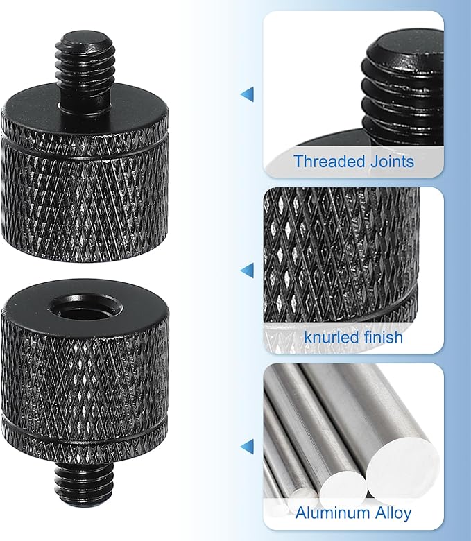 PATIKIL Tripod Screw Adapter 1/4" Female to M6 Male, 2 Pcs Tripod Nut Connectors Camera Mount Screw Camera Double Head Converter for Microphone Holder Magic Arms Accessories, 20 mm