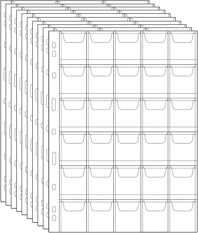 300 Pockets Coin Binders Pages - 1.38 inch Holders 10 pcs Loose-Leaf Sheets Acid-Free Collection Holders for Medallion Coin Stamp Currency Collecting Supplies 35x35mm / 1.38x1.38 inch CS03230