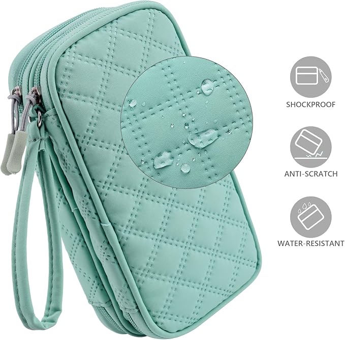COOTHINE USB Flash Drive Case, Portable USB Holder Storage Bag for Samsung/Sandisk USB Memory Stick/Thumb Drive/Jump Drive/SD Card/Cable, with 18 Slots (Green)