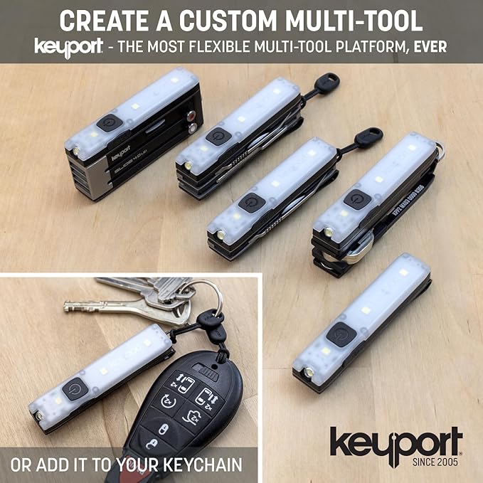 Keyport Pocket Flare 2.0 Mini Flashlight - Premium Ultra-Bright Rechargeable EDC Keychain Flashlight with Pocket Clip - Compact Slim Flat LED Light for Everyday Carry - Ideal Purse Light - Modular