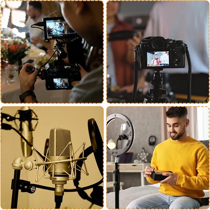 Mic Stand Adapter Mic Screw Adapter Thread 5/8 to 1/4 and 5/8 to 3/8 Microphone Stand Adapters for Microphone Tripod and Camera