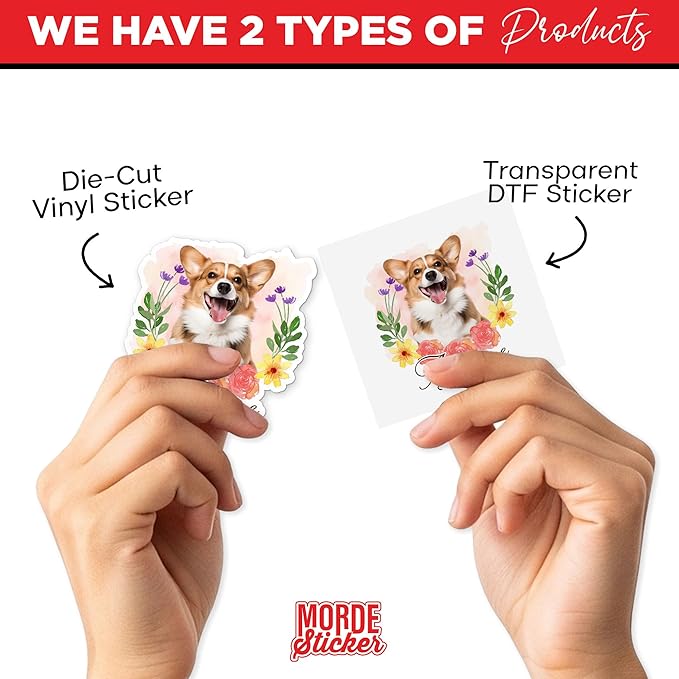 Custom Dog Cat Photo Sticker Personalized Flower Pet Name Portrait Face Photos Waterproof Die-Cut Vinyl Stickers for Laptop, Water Bottle, Scrapbook, Luggage, Funny Cute Aesthetic Decor Gifts