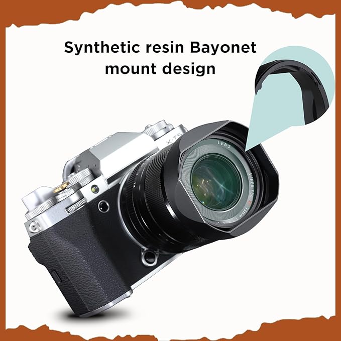 Haoge Lens Hood Metal Square Bayonet for Fujinon XF16-50mm F2.8-4.8 R LM WR,Fujifilm XF33mm F1.4 R WR Lens, Fuji XF 33mm f/1.4 R LM WR on Fuji XT50 X-T5 Camera,with Metal Front Cap