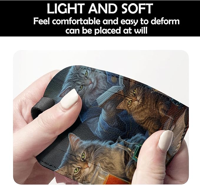 2 Pack Luggage Tag Suitcase Tags PU Leather Identifiers Privacy Cover Luggage Tags Aesthetic Cute Travel Bag Labels for Women Girls Men-Cat