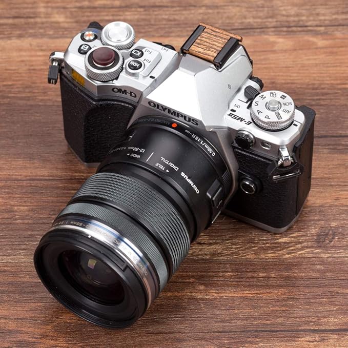 Wood Camera Hot Shoe Cover Compatible with OM-D E-M1,E-M5,E-M10,E-M1 Mark II,E-M5 Mark II,E-M10 Mark II,E-M10 Mark III Pen-F Cameras Hot Shoe Protector Cap 1 PCS Golden