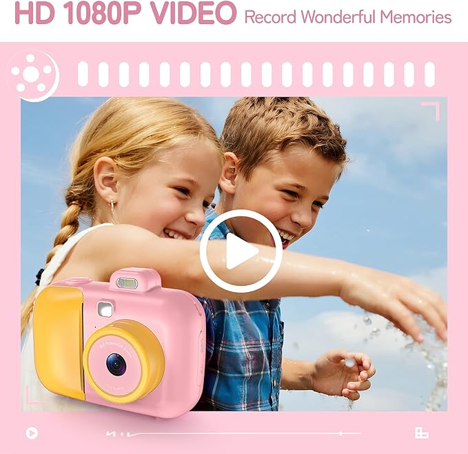 Instant Camera for Kids with Print Paper, 1080P HD Kids Camera Instant Print with 32GB SD Card, Girls Toys for Ages 5-7, Birthday Gifts for 5 6 7 8 9 Year Old Girls
