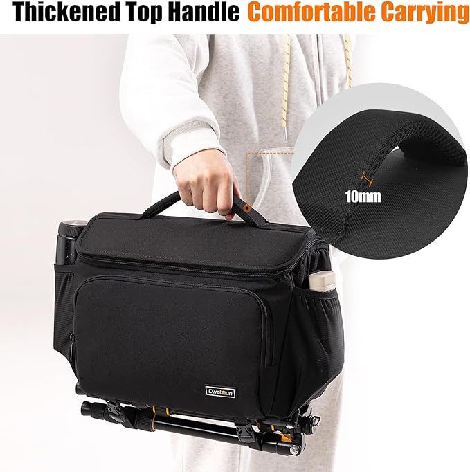 Cwatcun Camera Crossbody Shoulder Messenger Case, DSLR/SLR/Mirrorless Travel Photography Sling Bag with Tripod Holder and Rain Cover for Canon, Nikon, Sony, Fuji Cameras, Lens and Accessories