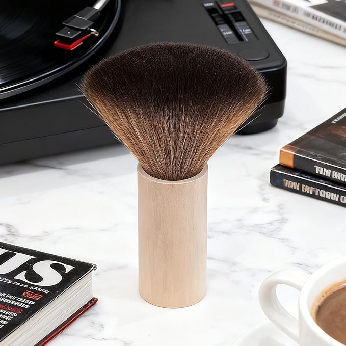 Anti-Static Vinyl Record Cleaning Brush with Wooden Handle for LP, CD & Turntable Cartridge