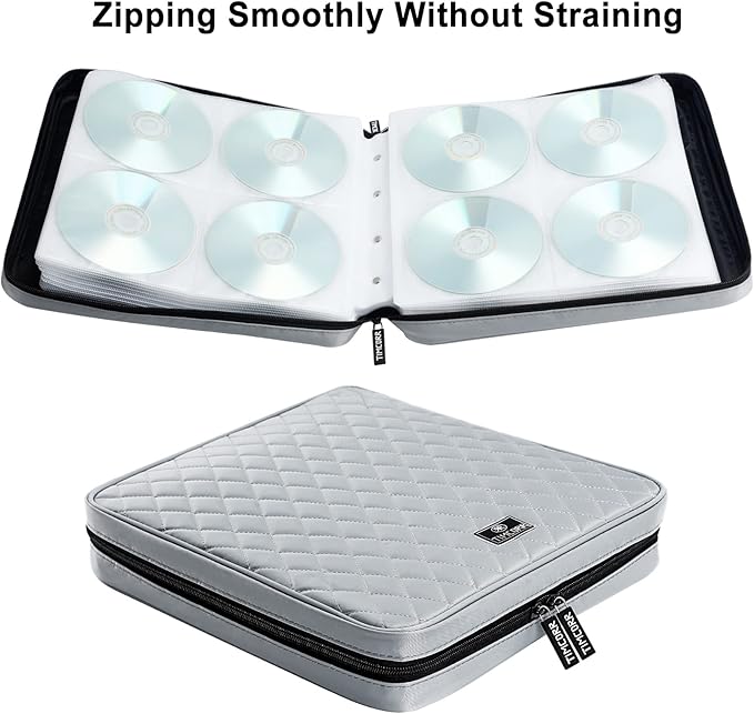 CD Case DVD Holder Storage: 160 Capacity DVD Cases Organizer Portable Wallet Storage - CD Plastic Protective Carrying Binder for Home Travel (Grey)