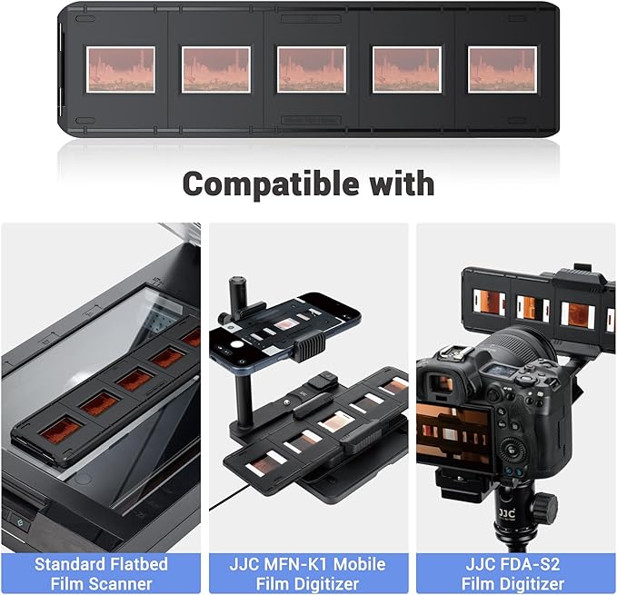 JJC Slide Mount Holder for 35mm Compatible with Film Scanners Copying Equipment, Holds 5 Negative Frames On Digitizing Adapter Set