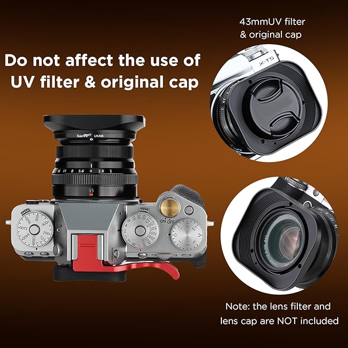 Haoge LH-X35 Bayonet Square Metal Lens Hood for Fujifilm Fuji Fujinon XF35mmF2 XF 35mm f/2 R WR and XF23mmF2 XF 23mm f2 R WR Lens on X-Pro3 X-Pro2 X-T4 X-T3 X-T30 X-T20 Replace LH-XF35-2
