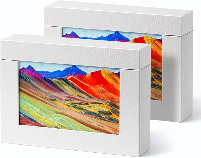 Aiuonenian 5x7 Photo Storage Boxes, Small Photo Storage Box Archival For Couple Photos, Postcards Box, Cardboard Photo Case For Pictures (2 Pack)