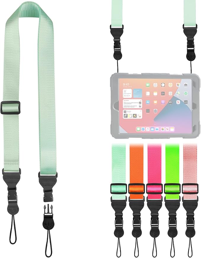 Nylon iPad Strap, Adjustable Camera Neck Strap, Comfortable Shoulder Strap for iPad, Cellphone Tablet, Camera, Laptop, Binocular, Luggage Bag(Mint Green Universal Neck Lanyard)
