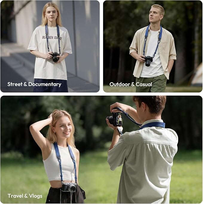 ULANZI CSS2 U-Snap Camera Strap, Quick Release Neck Shoulder Strap with 60kg Load Capacity, Adjustable Padded Anti-Slip Strap for DSLR Mirrorless Camera Binocular Camcorder (Astral Blue)