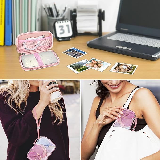 FINTIE Case for HP Sprocket Select/Sprocket Plus Smartphone Printer, Canon Ivy Mini/CLIQ 2/CLIQ+2 Instant Camera - Shockproof Hard Shell Carrying Case, Dreamy Marble