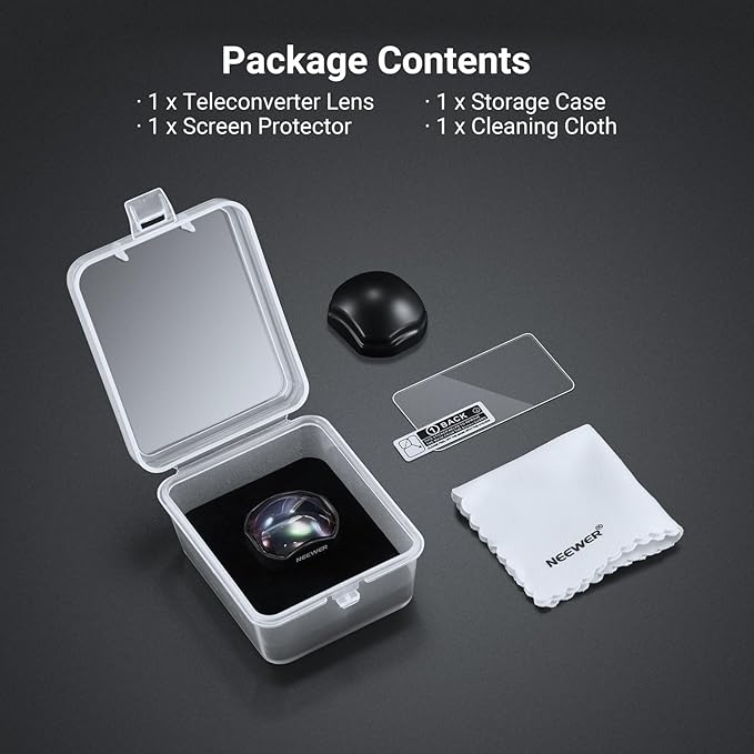 NEEWER 2X Teleconverter Compatible with DJI Osmo Pocket 3 Only, 4 Elements 3 Groups Multicoated HD Optical Glass Magnetic Lens Attachment, Gimbal Action Camera Accessories, LS-84