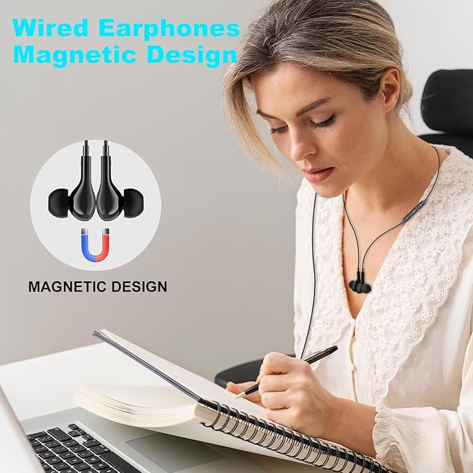 USB C Headphones for iPhone 17 Air 16 Wired Earphones for Samsung Galaxy S24/S23/S22/S25/S26 Ultra for iPhone 15 Pro Wired Earbud with Mic Stereo Noise Cancelling Type C Earbuds for Pixel 9/Oneplus 12
