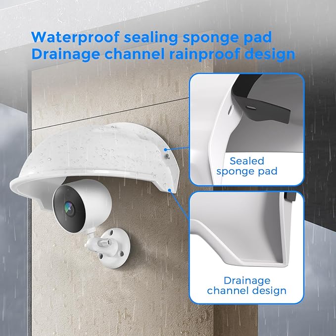 3 Pack Universal Outdoor Camera Cover Sun Rain Shield for Nest Ring Arlo, Weatherproof Plastic Protective Roof Cover for Dome Bullet Security Cams