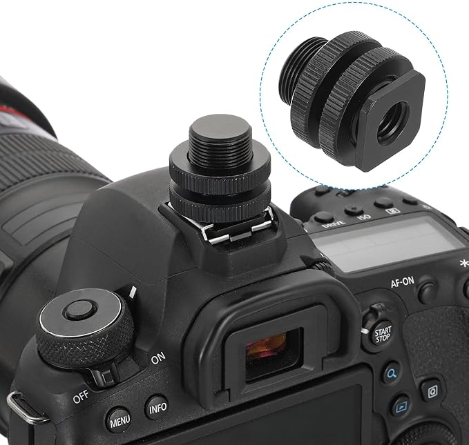 PATIKIL Female 3/8" to Male 5/8" Camera Hot Shoe Mount, 2 Pack Flash Cold Shoe Mount Tripod Screw Adapter for DSLR Rig, Black