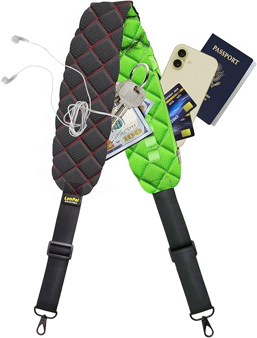 Ultra Comfortable Shoulder Strap Bag Belt with Anti-Theft Pockets and Padded, 2 Tone Reversible Use, Stylish & Secure
