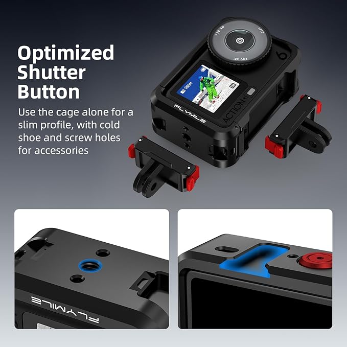 BRDRC Grip Kit for DJI Action 6 (with Cage), Handle Holder Bundle Expansion Mount with Shutter Button, Quick Release, Cold Shoe for DJI Osmo Action 6 Accessories