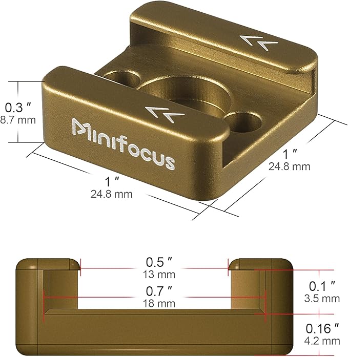 MINIFOCUS Cold Shoe Mount Adapter with 1/4" Thread Hole, 2 Pack Aluminum Alloy Tripod Shoe Mount for DSLR Camera Cage Camcorder Rigs Microphone Flash LED Light Monitor