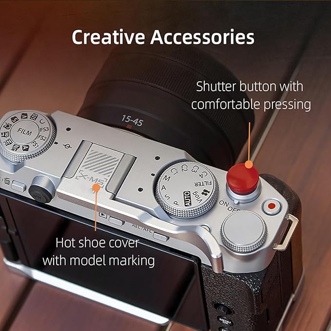 XM5 Metal Thumb Grip for Fujifilm XM5 Camera, Thumb Up Rest Anti-Slip Grip with Hot Shoe Shutter Button Cover Protector for Fuji FUJIFILM X-M5 Camera, with Anti-Scratch Silicone Pad (Black)