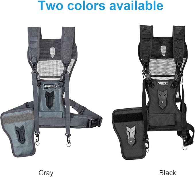 Fomito Dual Camera Harness, Multi Carrying Radio Chest Vest System with Side Holster for Canon 6D 600D 5D2 5D3 for Nikon D90 for Sony A7S for Panasonic for Olympus DSLR Cameras Climbing Wedding Travel