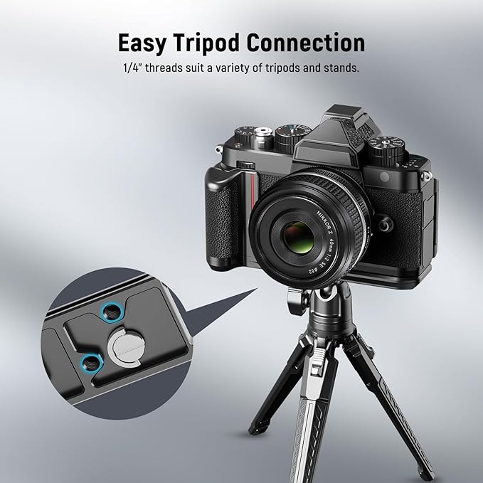 NEEWER Zf Handgrip L Shape Grip for Nikon Z f, Ultra Thin Retro Formfitting Camera Mounting Baseplate with Handle & Aluminum Shutter Button Cap, Compatible with Arca Swiss Tripod Fluid Head, CA073