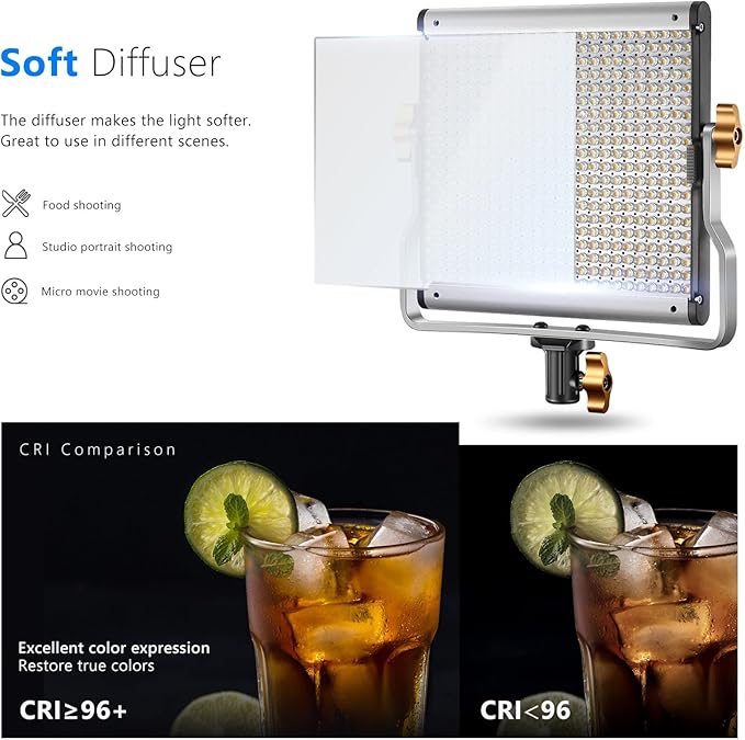 Neewer Dimmable Bi-Color LED with U Bracket Professional Video Light for Studio, YouTube Outdoor Video Photography Lighting Kit, Durable Metal Frame, 480 LED Beads, 3200-5600K, CRI 96+