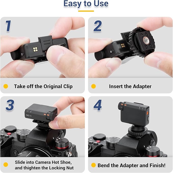 JJC Cold Shoe Mount Adapter for DJI Mic Mini with 1/4"-20, Durable ABS Cold Shoe Adapter Angle Adjustable, Hot Shoe Accessories for DSLR Camera Vlogging Video Recording, Not for DJI MIC 1/2