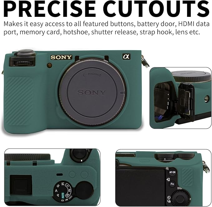 Easy Hood Camera Case for Sony Alpha 6700, Soft Silicone Protective Cover a6700 DSLR Camera Anti-Scratch Slim Fit Body Skin Protector Housing Sleeve for Sony A6700 Mirrorless Camera Green