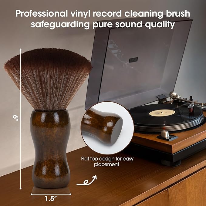Vinyl Record Cleaning Brush - Ultra Soft Anti Static Brush for Vinyl Records - Essential Record Player Accessories for Flawless Vinyl Care