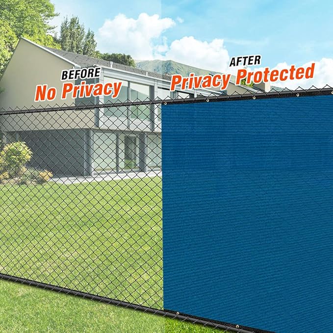 i COVER 6x25ft Fence Privacy Screen, Heavy Duty Privacy Fence Screen, Outdoor Shade Cloth Mesh Barrier, Cable Zip Ties Included, Blue