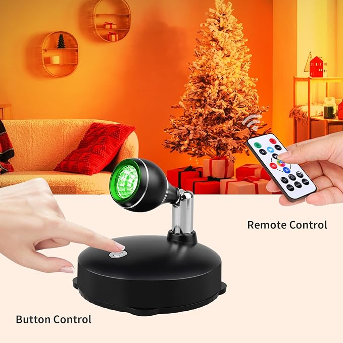 LEASTYLE Wireless Spotlights Rechargeable Sopt Lights Indoor with Remote,16 Color Changing Battery Operated Spot Light with Timer Dimmable Accent Light,2 Pack,Black