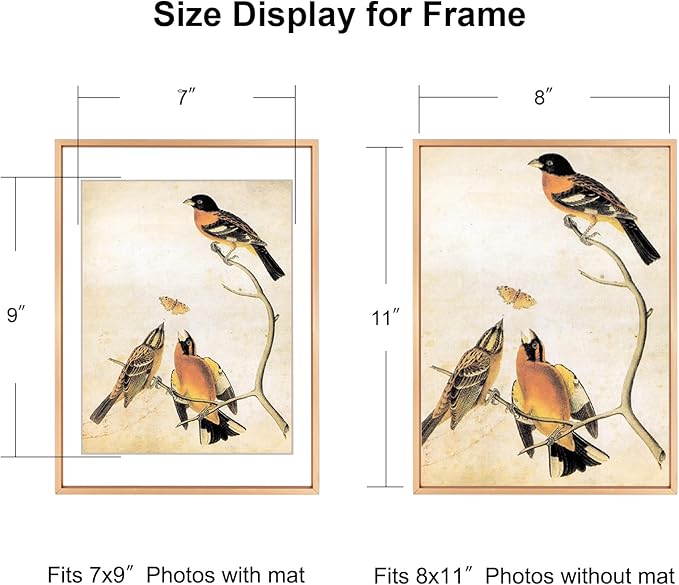 8x11 Picture Frame, Gold Aluminum Metal Photo Frames with HD Glass, Fits 7x9 with Mat or 8 x 11 without Mat, Display for Wall and Table