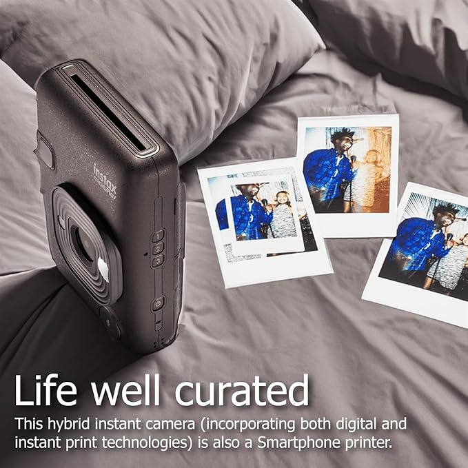 Fujifilm Mini LiPlay Hybrid Instant Camera with Mini Film, 32GB microSD Card, Charging Cable, Hand Strap and Pixibytes Microfiber Cleaning Cloth... (Deep Bronze + 40 Sheets)