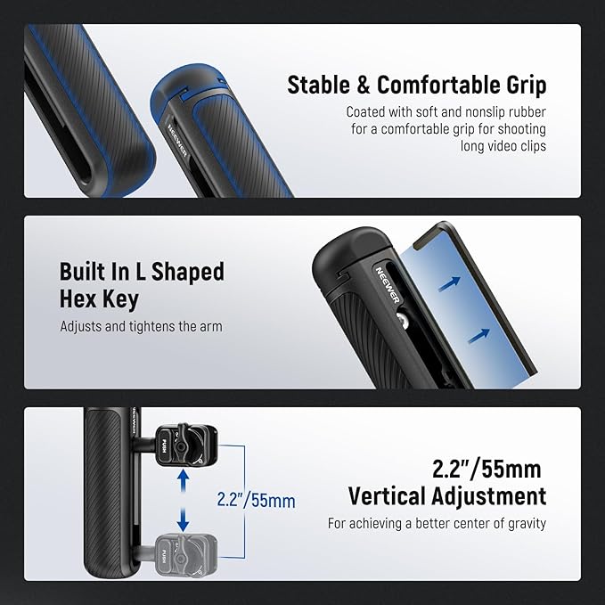 NEEWER Quick Release Side Handle Only for 2nd Gen Phone Cages PA043 PA044 for iPhone 15 Pro Max/15 Pro, PA042 for Samsung S24 Ultra, with Covered Cold Shoe, Anti Off Pin, Black Lock, PA045B